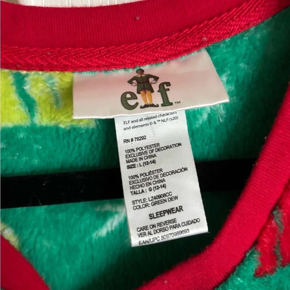 Buddy the Elf plush zip front Christmas drop seat union suit size Large